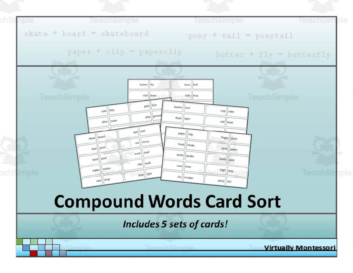 An educational teaching resource from Virtually Montessori entitled Compound Words Card Sort downloadable at Teach Simple.