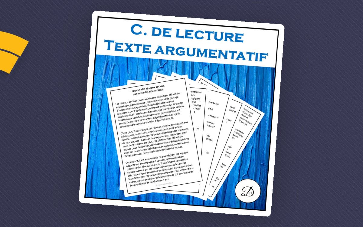 An educational teaching resource from French with Paul David entitled Texte Argumentatif – Réseaux Sociaux & Ados downloadable at Teach Simple.