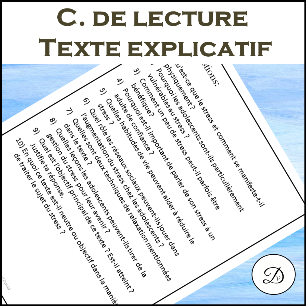 An educational teaching resource from French with Paul David entitled Compréhension de lecture - Texte explicatif downloadable at Teach Simple.