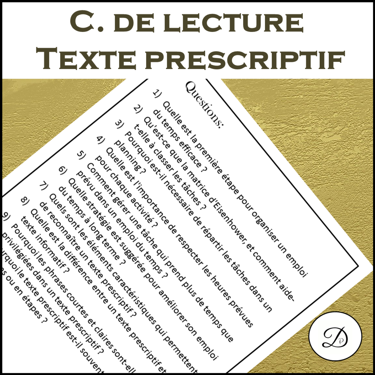 An educational teaching resource from French with Paul David entitled Compréhension de lecture - Texte prescriptif downloadable at Teach Simple.