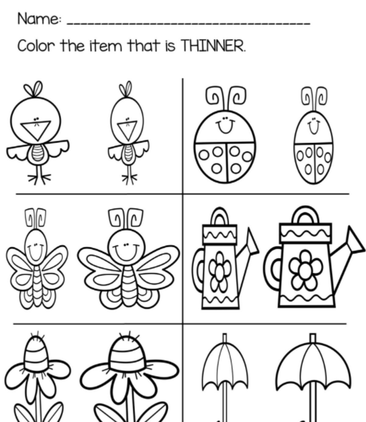 An educational teaching resource from My Kind of Crazy entitled Concept Development Worksheets, Spring, Special Ed downloadable at Teach Simple.