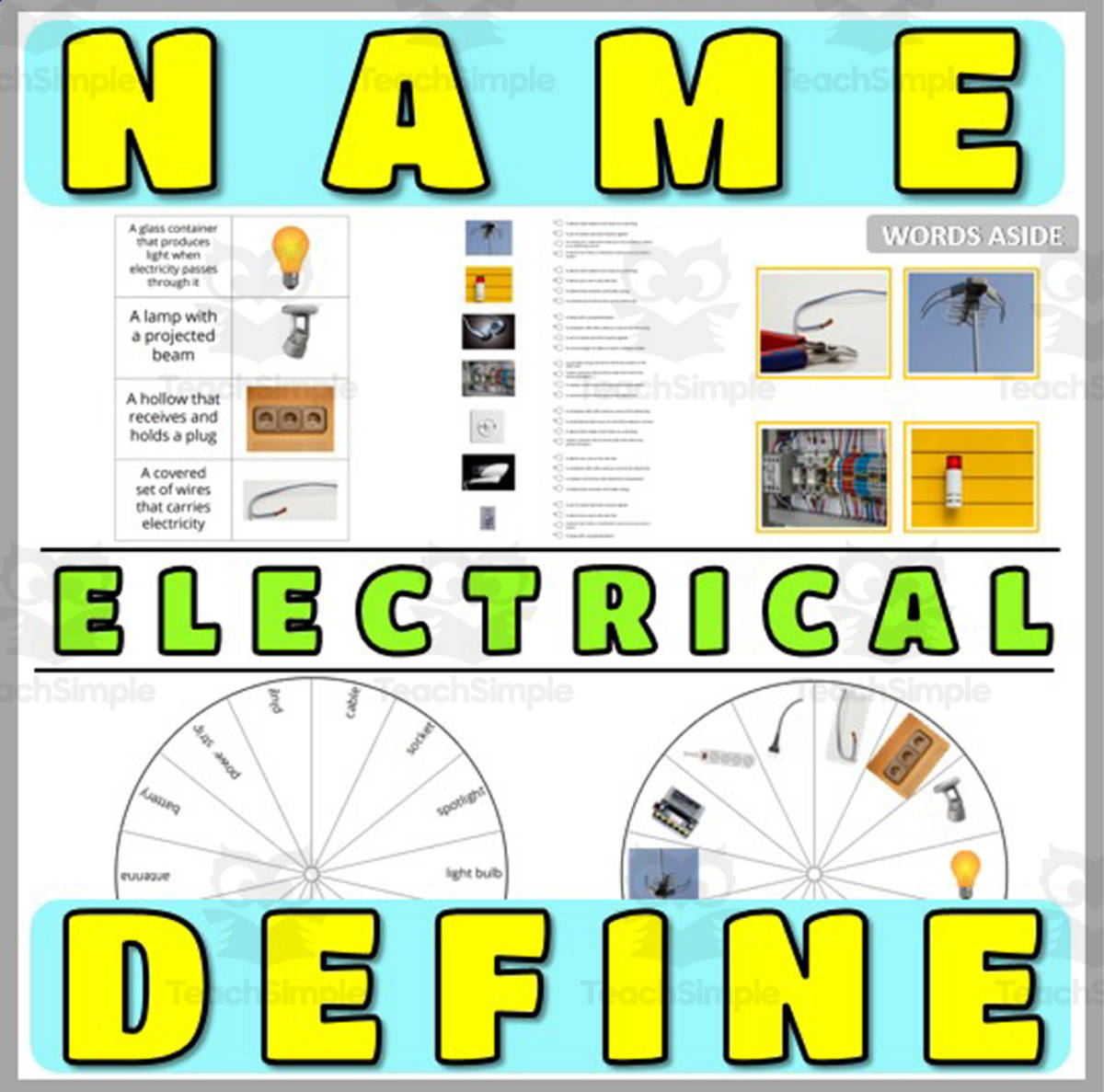 An educational teaching resource from WORDS ASIDE entitled Concept Nouns Naming and Definitions 16 downloadable at Teach Simple.