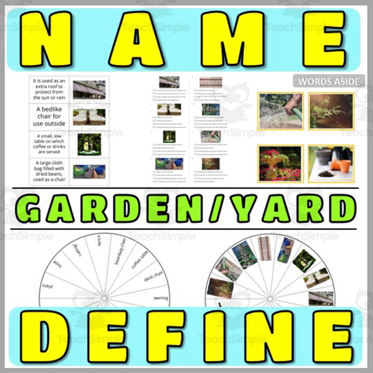 An educational teaching resource from WORDS ASIDE entitled Concept Nouns Naming and Definitions 19 downloadable at Teach Simple.
