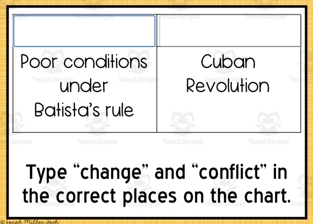 An educational teaching resource from Sarah Miller Tech entitled Conflict and Change in Latin America Boom Cards downloadable at Teach Simple.