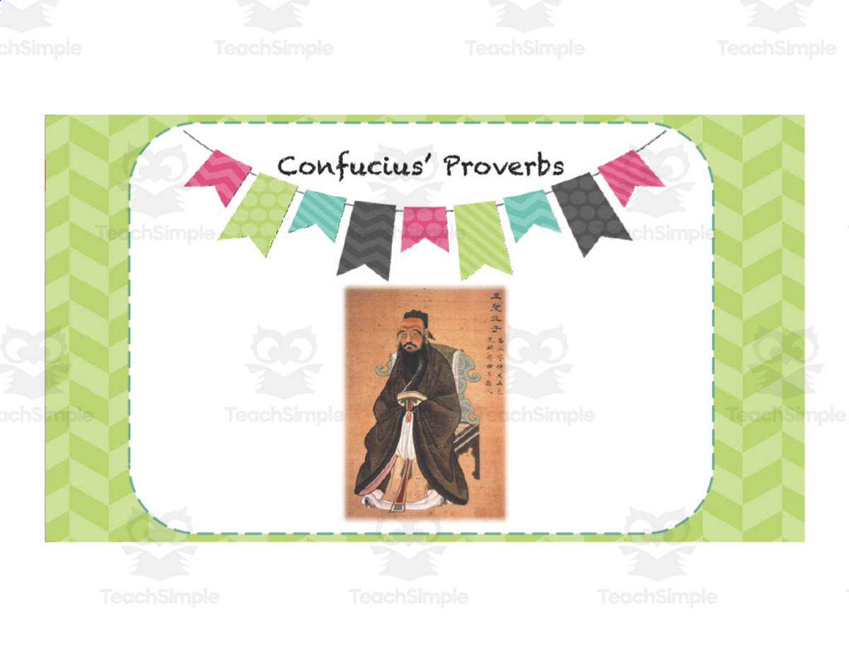 An educational teaching resource from Golden Promise entitled Confucius’ Proverbs   Activity downloadable at Teach Simple.
