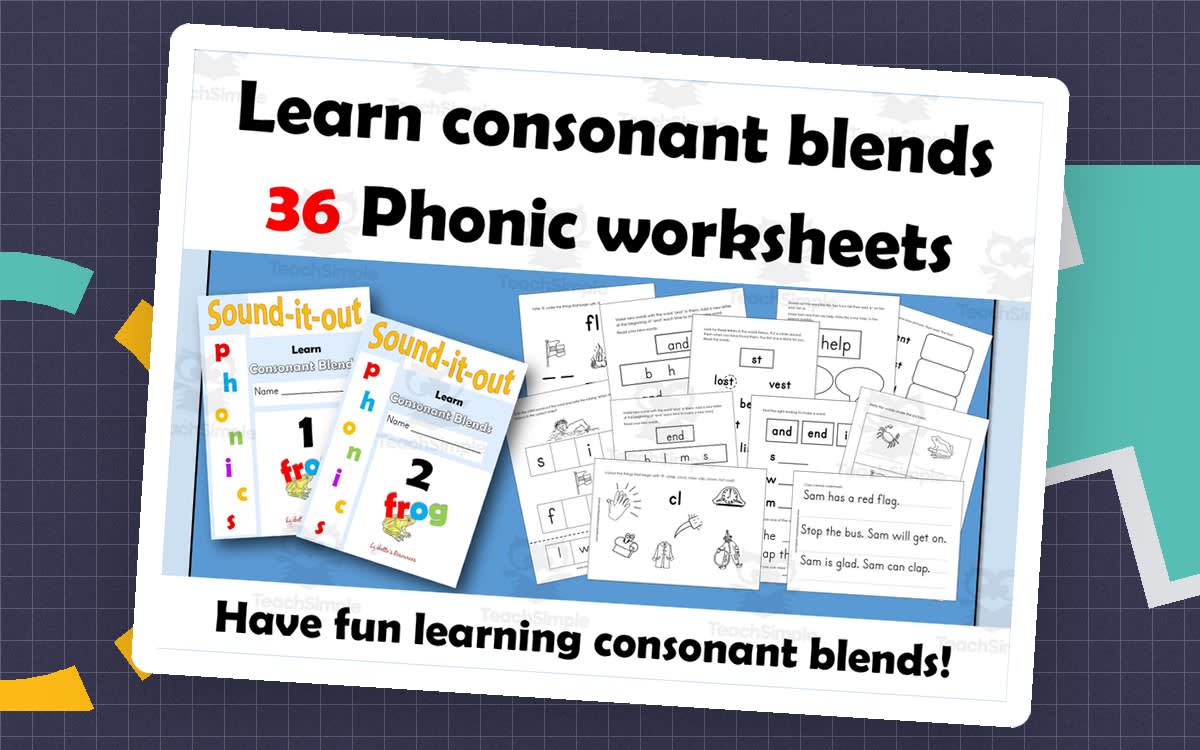 An educational teaching resource from Lilibette's Resources entitled Consonant Blends (CCVC/CVCC) Phonic Activity worksheets downloadable at Teach Simple.