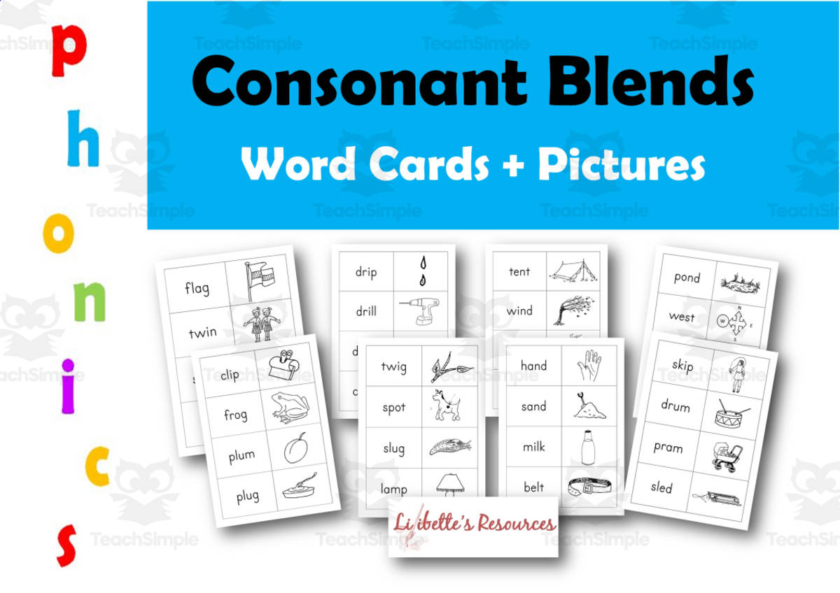 An educational teaching resource from Lilibette's Resources entitled Consonant Blends Words and Pictures Cards downloadable at Teach Simple.