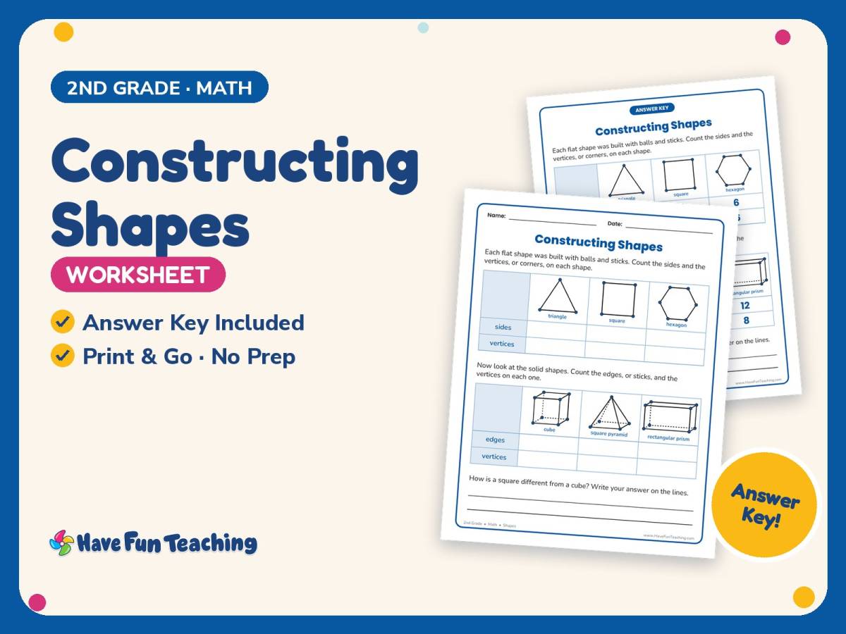 Constructing Shapes Worksheet – 2nd Grade Geometry Practice preview