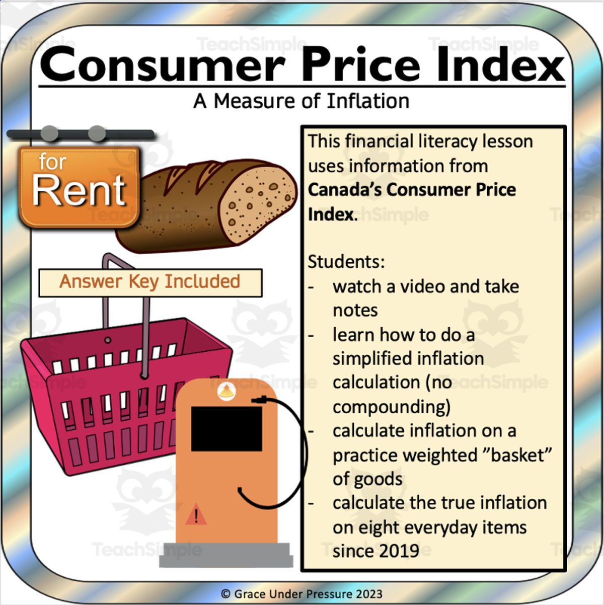 An educational teaching resource from Grace Under Pressure entitled Consumer Price Index (CPI): A Measure of Inflation: Financial Literacy and Math Lesson downloadable at Teach Simple.