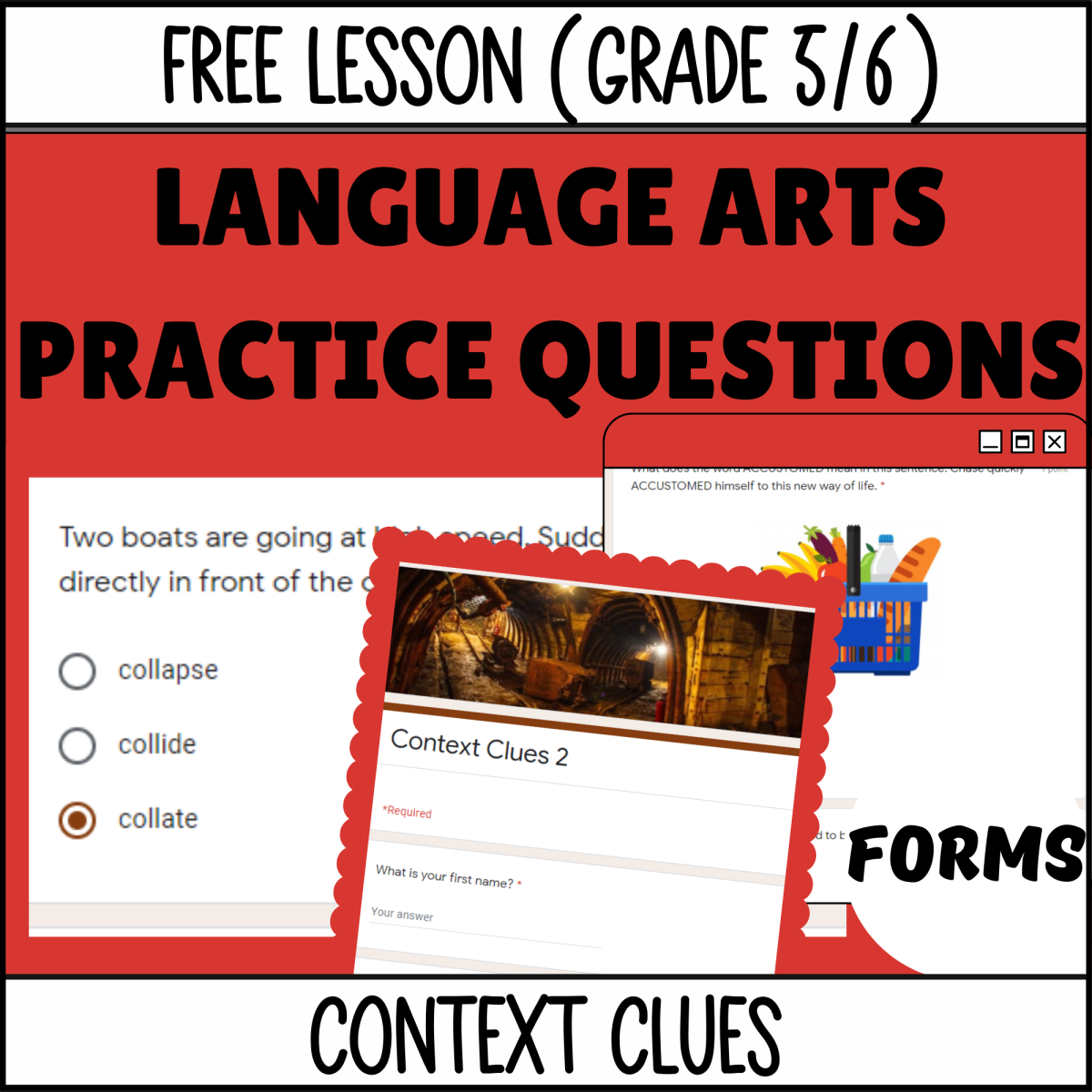 An educational teaching resource from Cored Education entitled Context Clues Sample Lesson - Vocabulary Grade 5-6 (Forms) downloadable at Teach Simple.