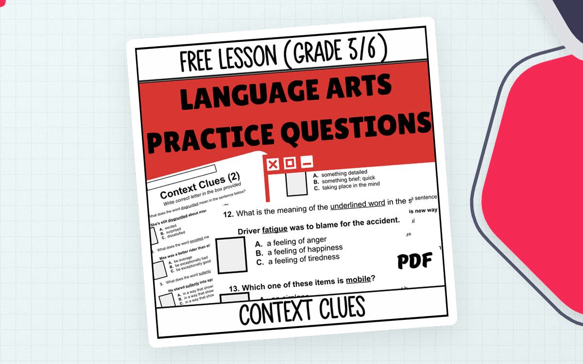 An educational teaching resource from Cored Education entitled Context Clues Sample Lesson - Vocabulary Grade 5-6 (PDF) downloadable at Teach Simple.