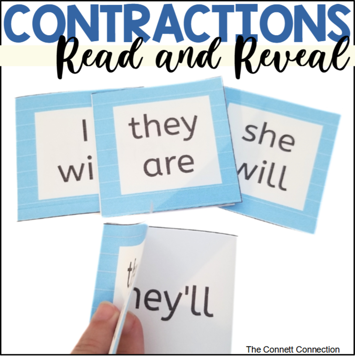 An educational teaching resource from The Connett Connection entitled Contractions Read and Reveal Flash Cards downloadable at Teach Simple.