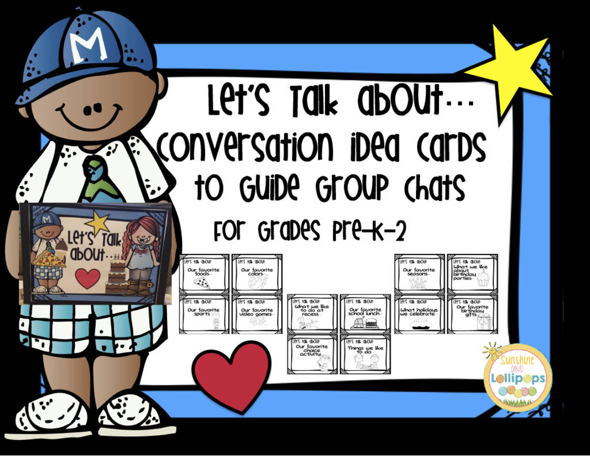An educational teaching resource from Sunshine and Lollipops entitled Conversation Starters for SpEd, ELL, and Speech downloadable at Teach Simple.
