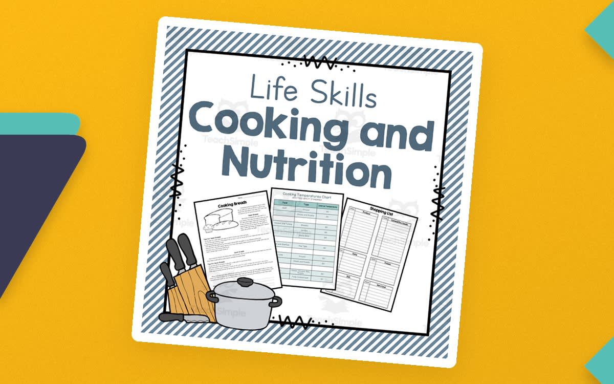 An educational teaching resource from Simply Schoolgirl entitled Cooking and Nutrition Lessons | Life Skills Unit downloadable at Teach Simple.