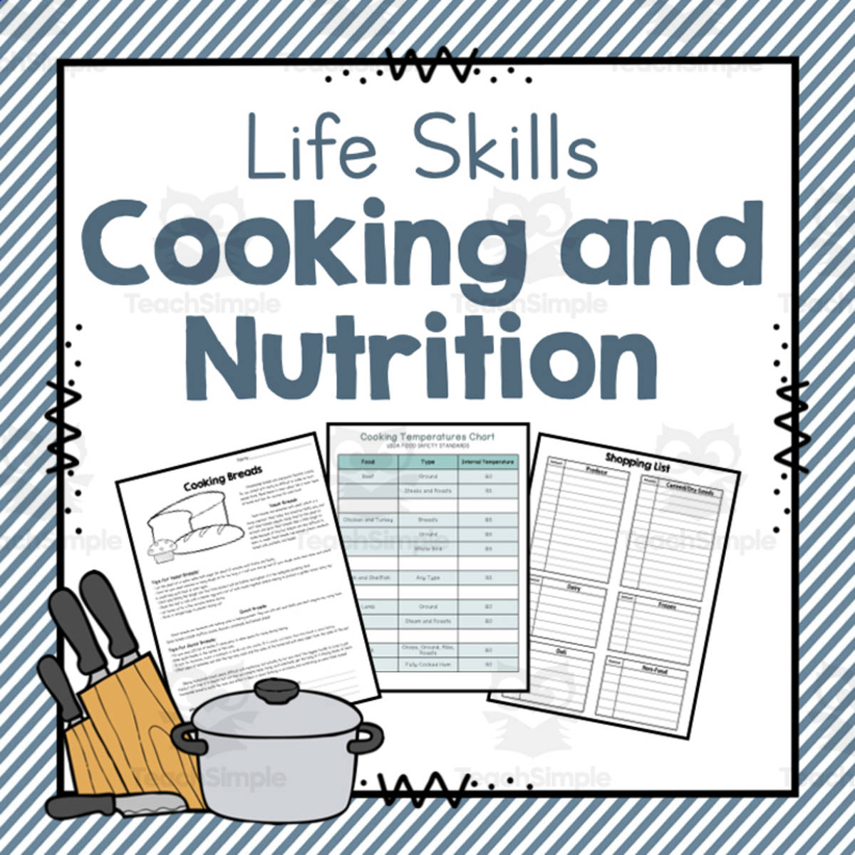 An educational teaching resource from Simply Schoolgirl entitled Cooking and Nutrition Lessons | Life Skills Unit downloadable at Teach Simple.
