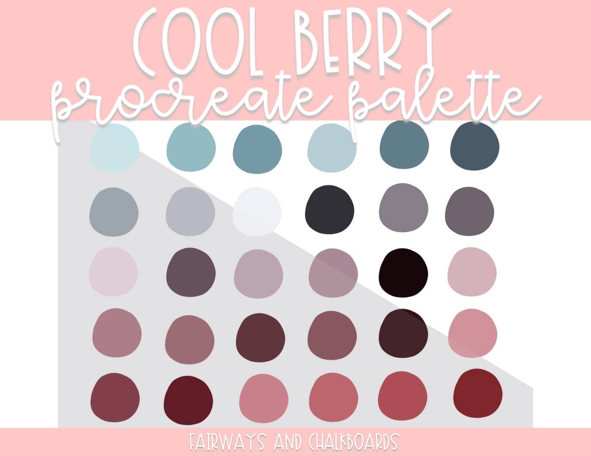 An educational teaching resource from Fairways and Chalkboards entitled Cool Berry Procreate Color Palette downloadable at Teach Simple.