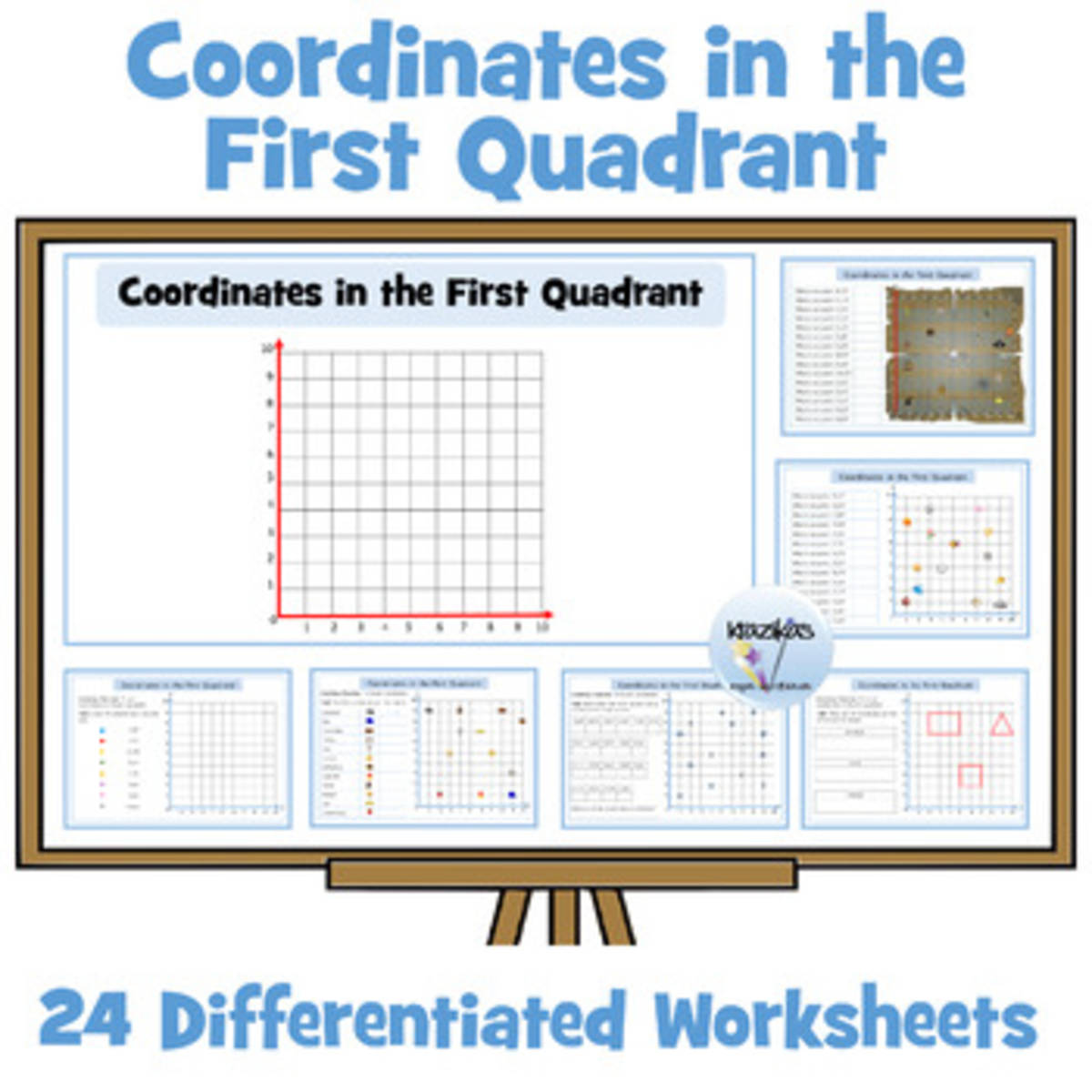 An educational teaching resource from Inspire and Educate By Krazikas entitled Coordinates in the First Quadrant Worksheets downloadable at Teach Simple.