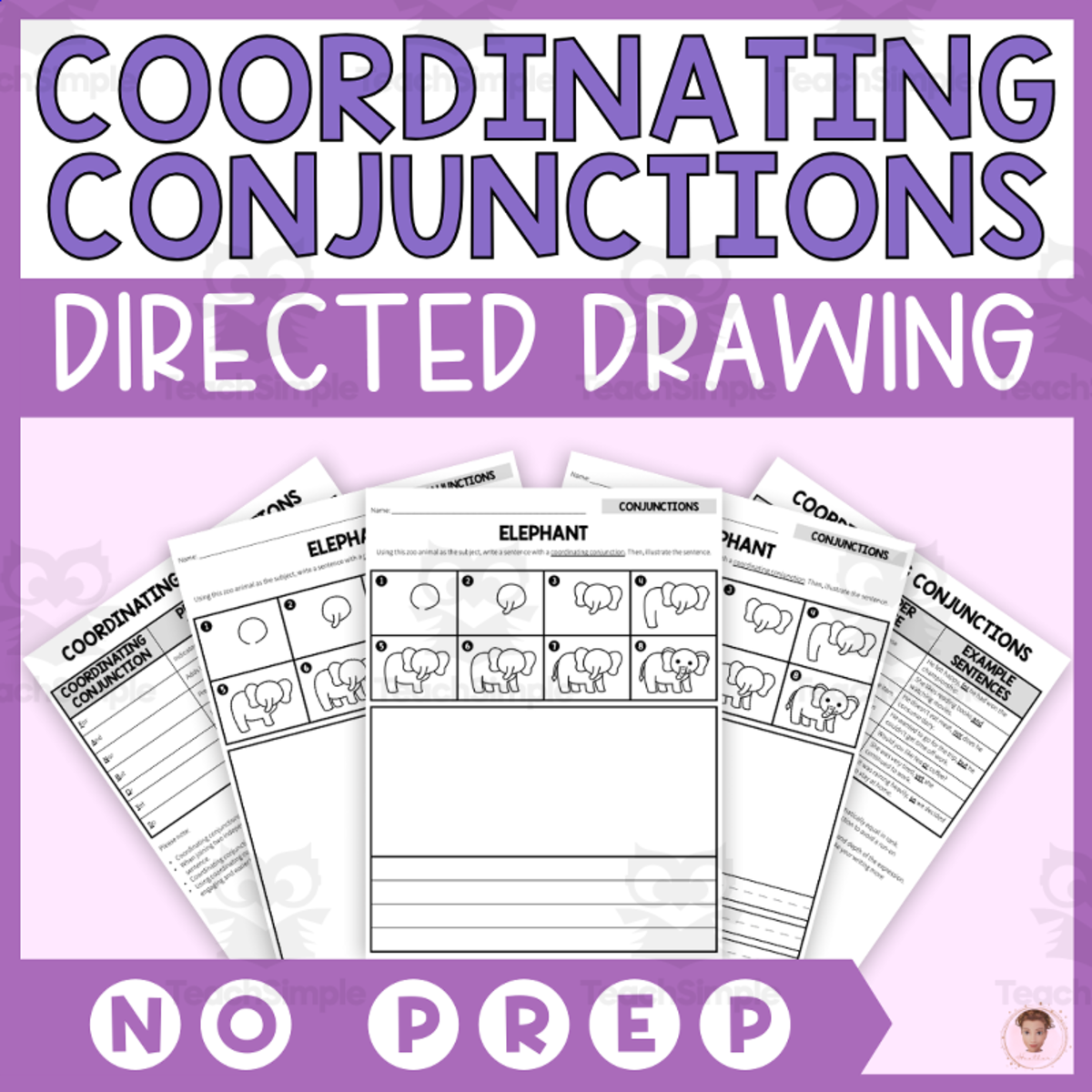 An educational teaching resource from Heather Huhman entitled Coordinating Conjunctions - Zoo Animals Directed Drawing downloadable at Teach Simple.
