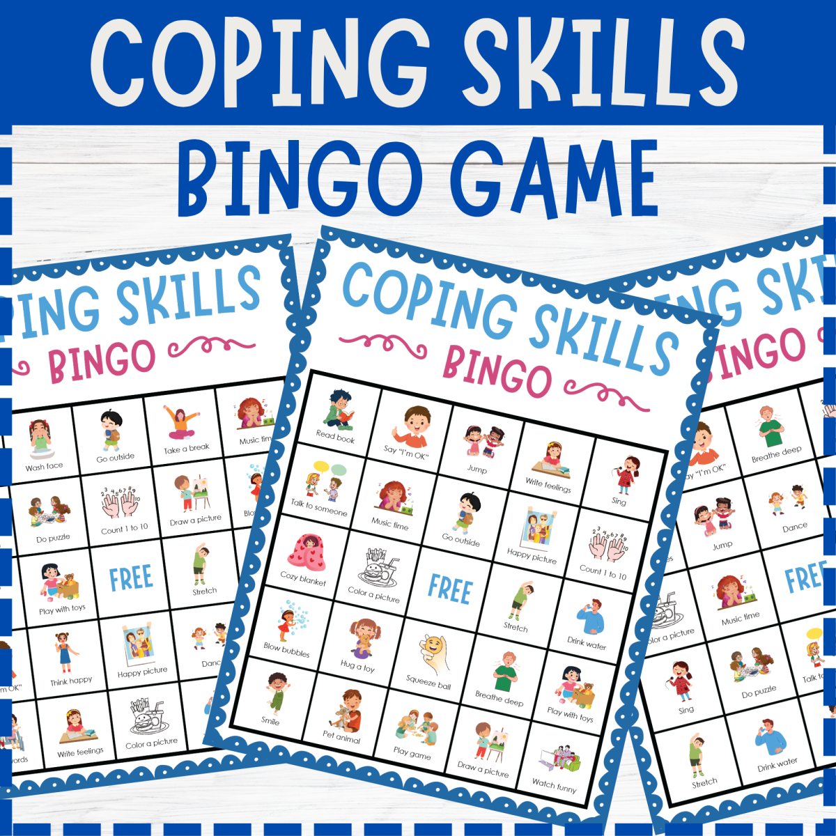 An educational teaching resource from Perfect_Printables entitled Coping Skills Bingo – Mindfulness & SEL Game downloadable at Teach Simple.
