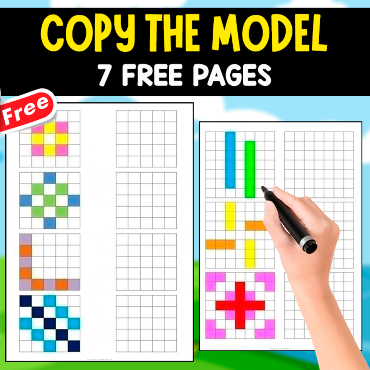 An educational teaching resource from EDITORIAL LAURA EDUCA entitled COPY THE MODEL | 7 FREE PAGES | MINIBOOK downloadable at Teach Simple.