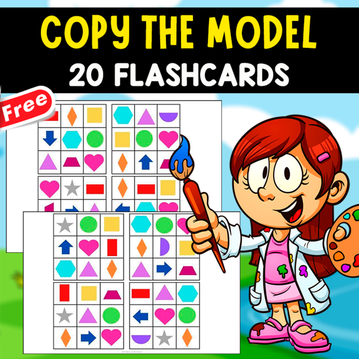 An educational teaching resource from EDITORIAL LAURA EDUCA entitled COPY THE MODEL | GAME | 20 FLASHCARDS downloadable at Teach Simple.