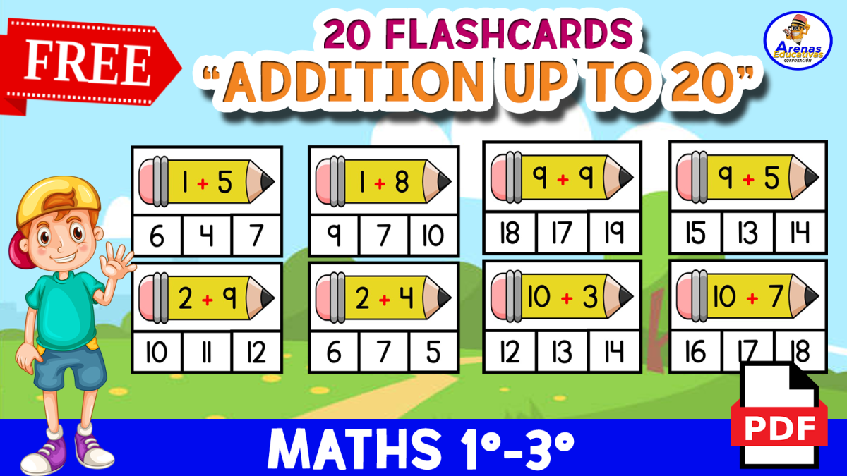 An educational teaching resource from EDITORIAL LAURA EDUCA entitled COUNT AND CLIP - ADDITION UP TO 20 Pencil Theme downloadable at Teach Simple.
