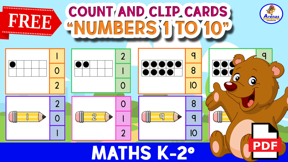 An educational teaching resource from EDITORIAL LAURA EDUCA entitled COUNT AND CLIP CARDS - Numbers 1 to 10 downloadable at Teach Simple.