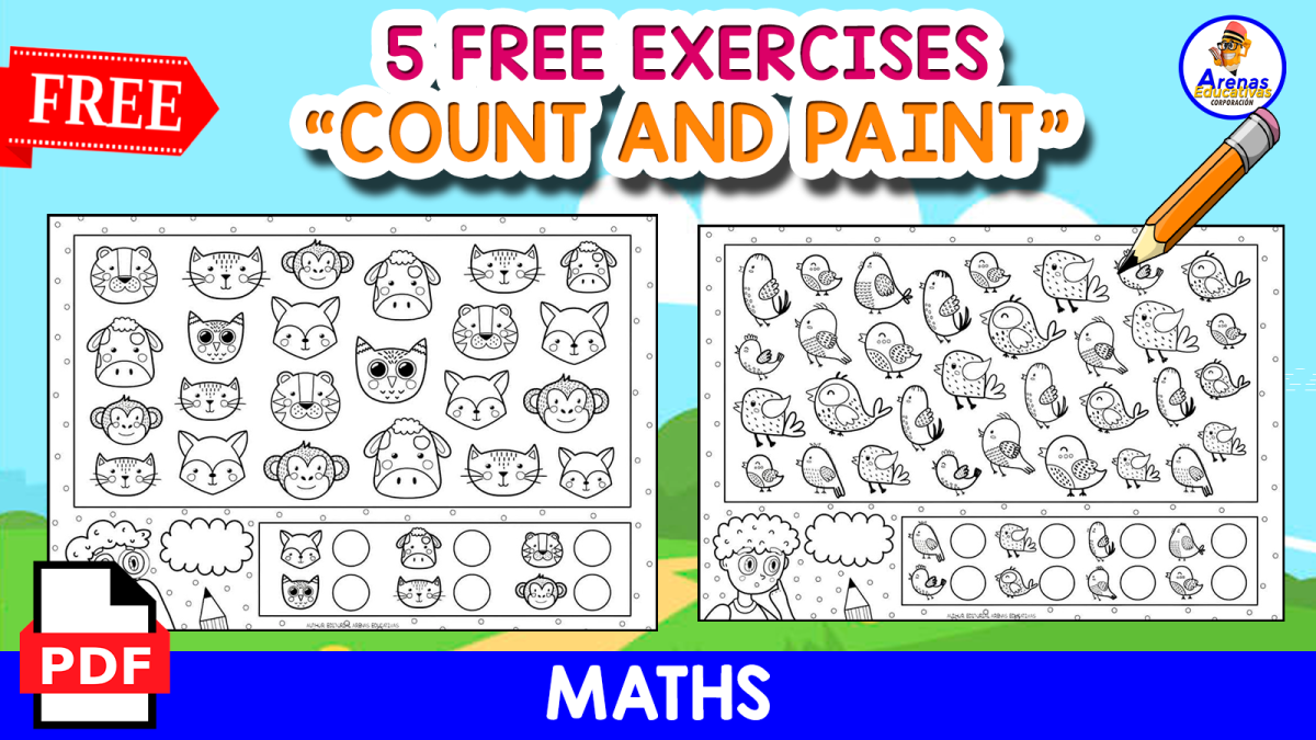 An educational teaching resource from EDITORIAL LAURA EDUCA entitled COUNT AND PAINT | 5 FREE EXERCISES downloadable at Teach Simple.