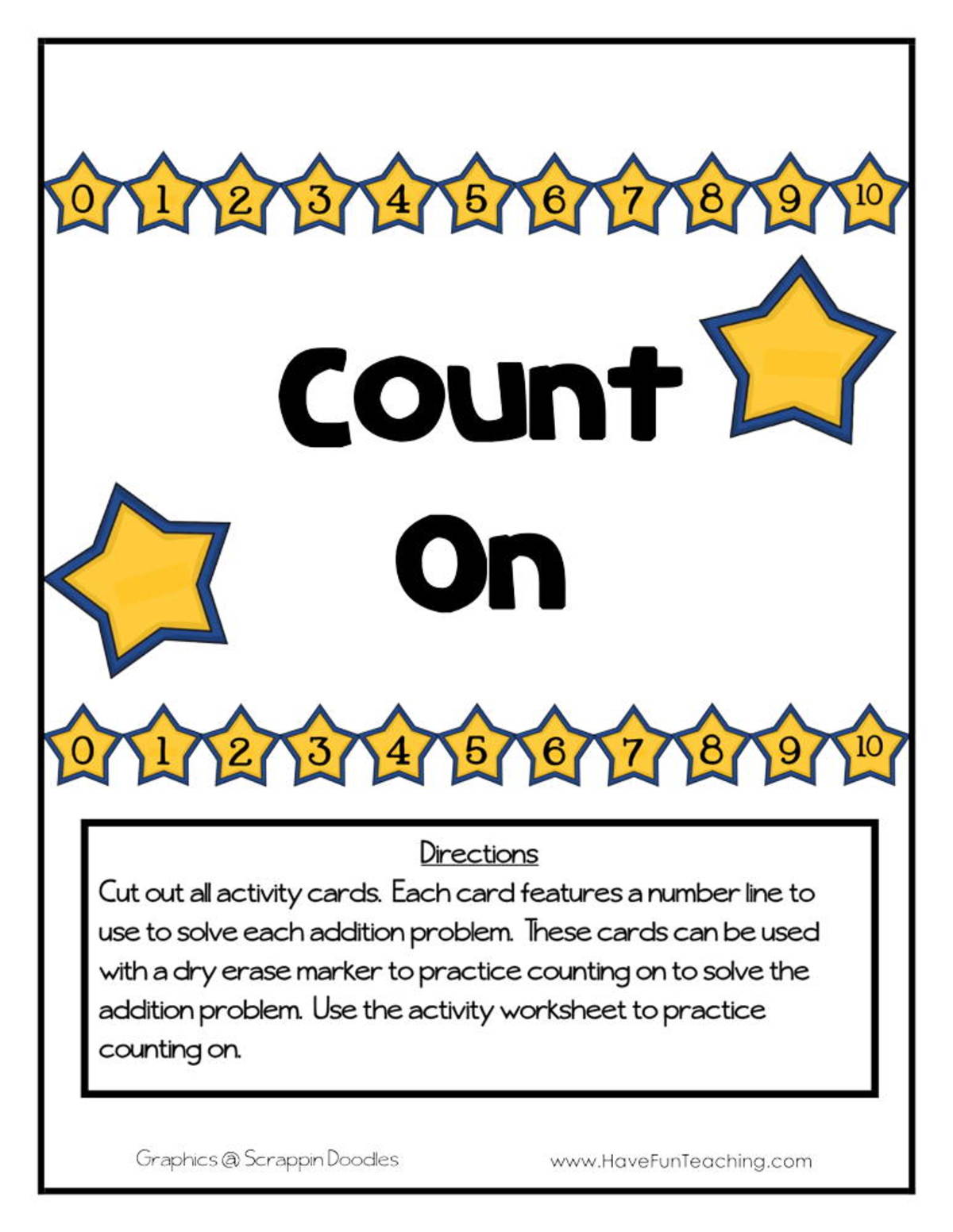 An educational teaching resource from Have Fun Teaching entitled Count on Number Line Addition Activity downloadable at Teach Simple.