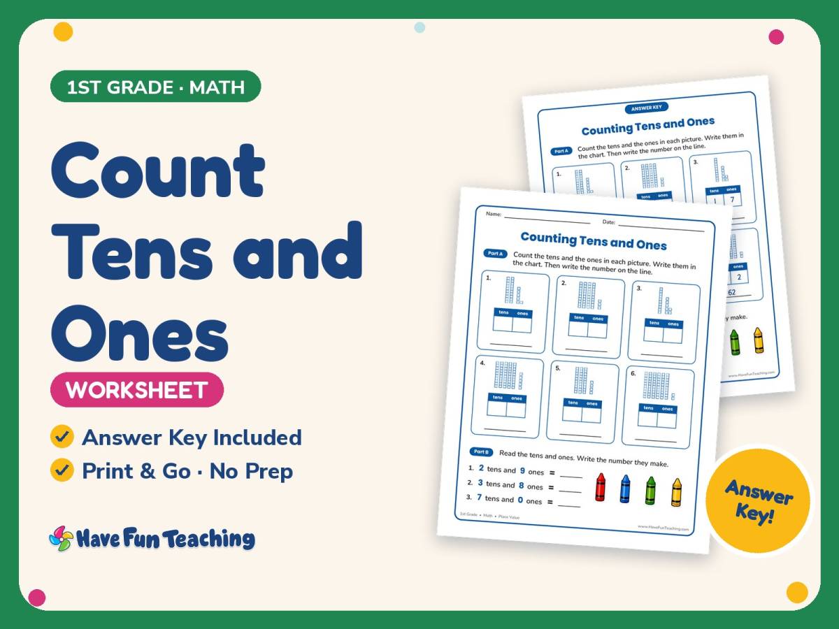 Count Tens and Ones Worksheet – 1st Grade Base 10 & Counting Practice preview