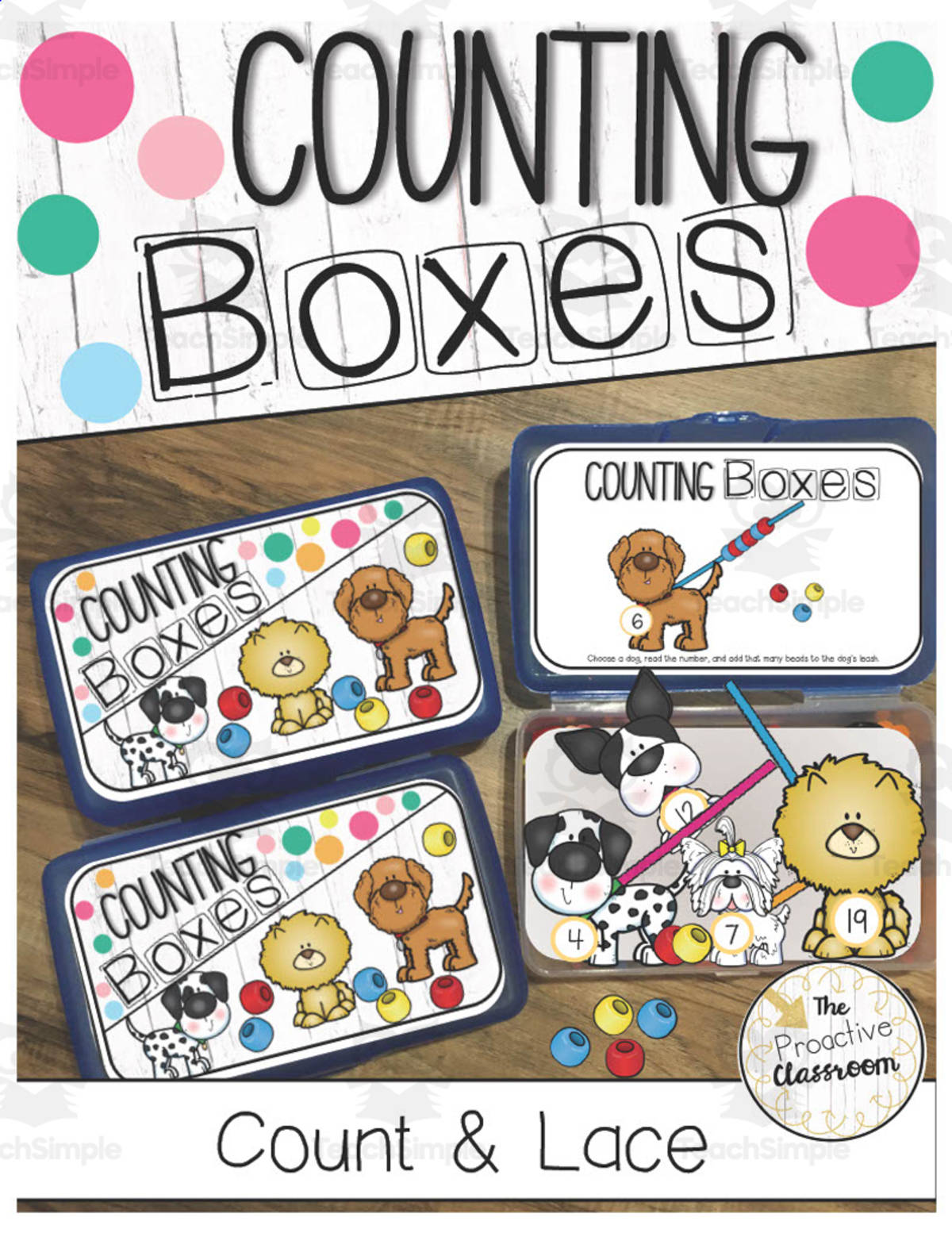 An educational teaching resource from The Proactive Classroom entitled Counting Boxes: Count and Lace Center downloadable at Teach Simple.