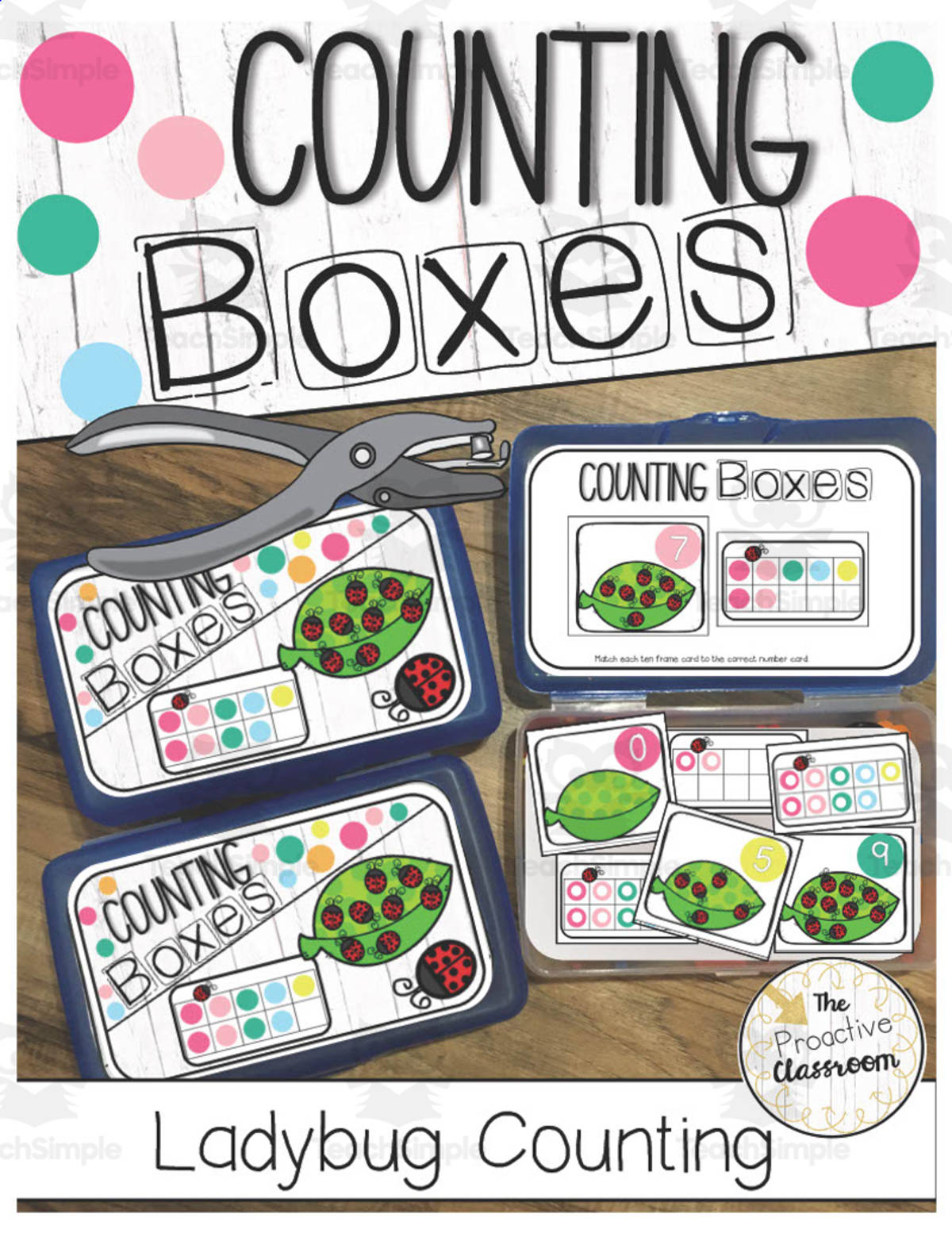 An educational teaching resource from The Proactive Classroom entitled Counting Boxes: Ladybug Counting Center downloadable at Teach Simple.