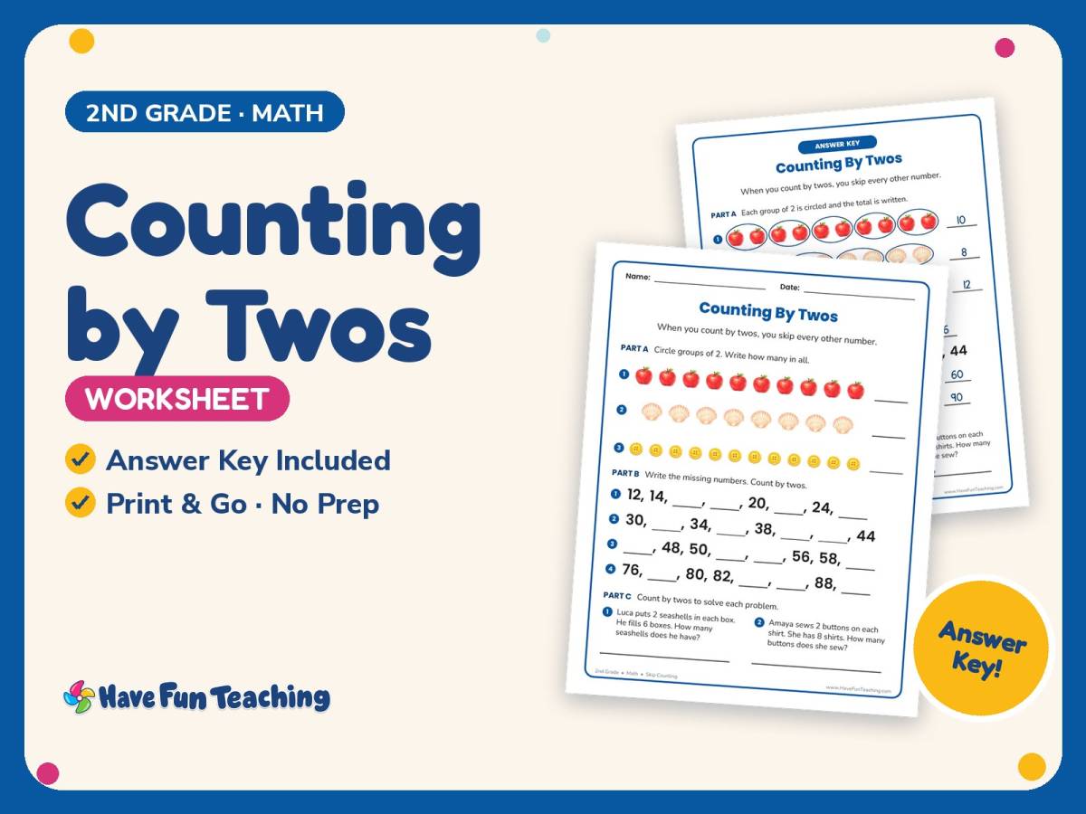 Counting by Twos Worksheet – 2nd Grade Skip Counting Practice preview