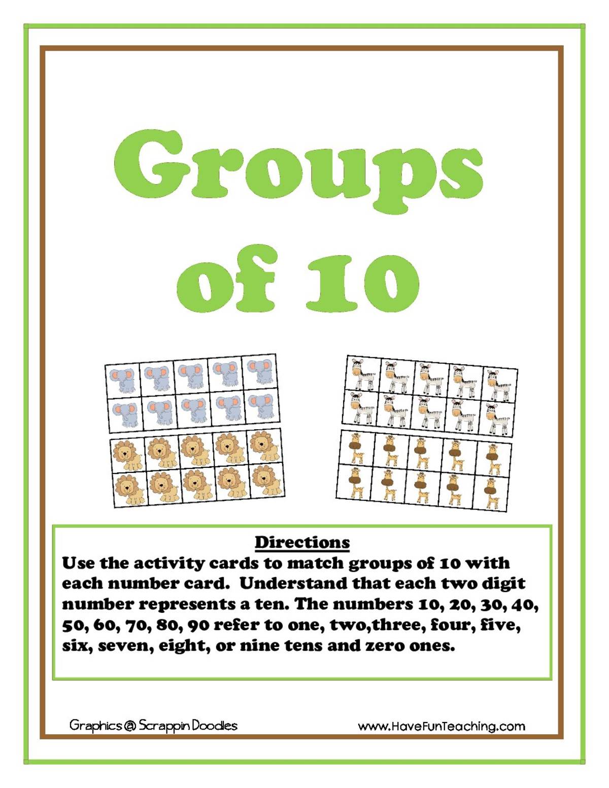 An educational teaching resource from Have Fun Teaching entitled Counting Groups of 10 Activity downloadable at Teach Simple.