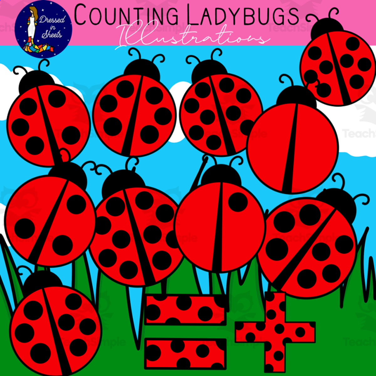 An educational teaching resource from Soumara Siddiqui entitled Counting Ladybugs Clip Art downloadable at Teach Simple.