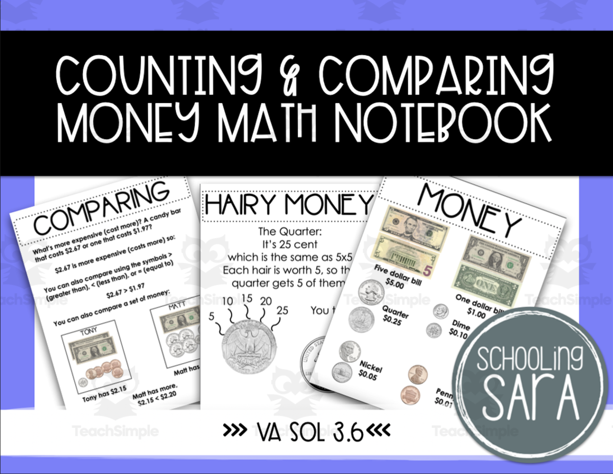 An educational teaching resource from SchoolingSara entitled Counting Money & Making Change Math Interactive Notebook downloadable at Teach Simple.