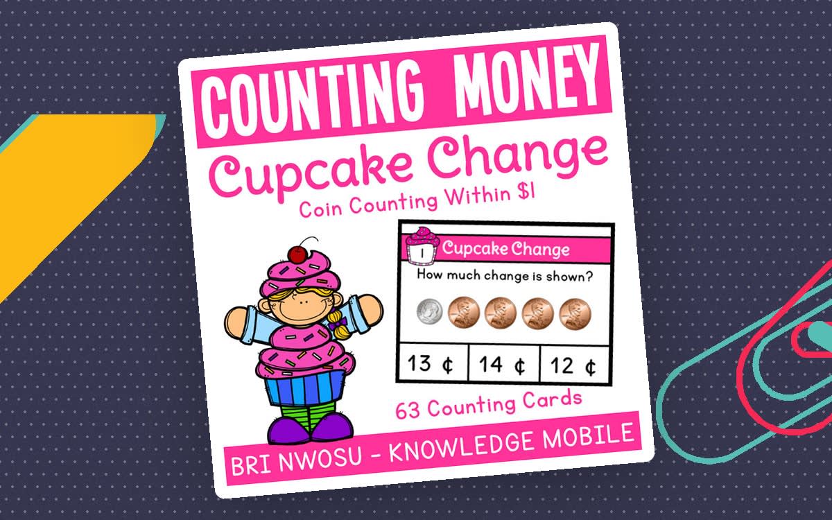 An educational teaching resource from Knowledge Mobile entitled Counting Money - Counting Coins Game - Task Cards & Response Sheet downloadable at Teach Simple.