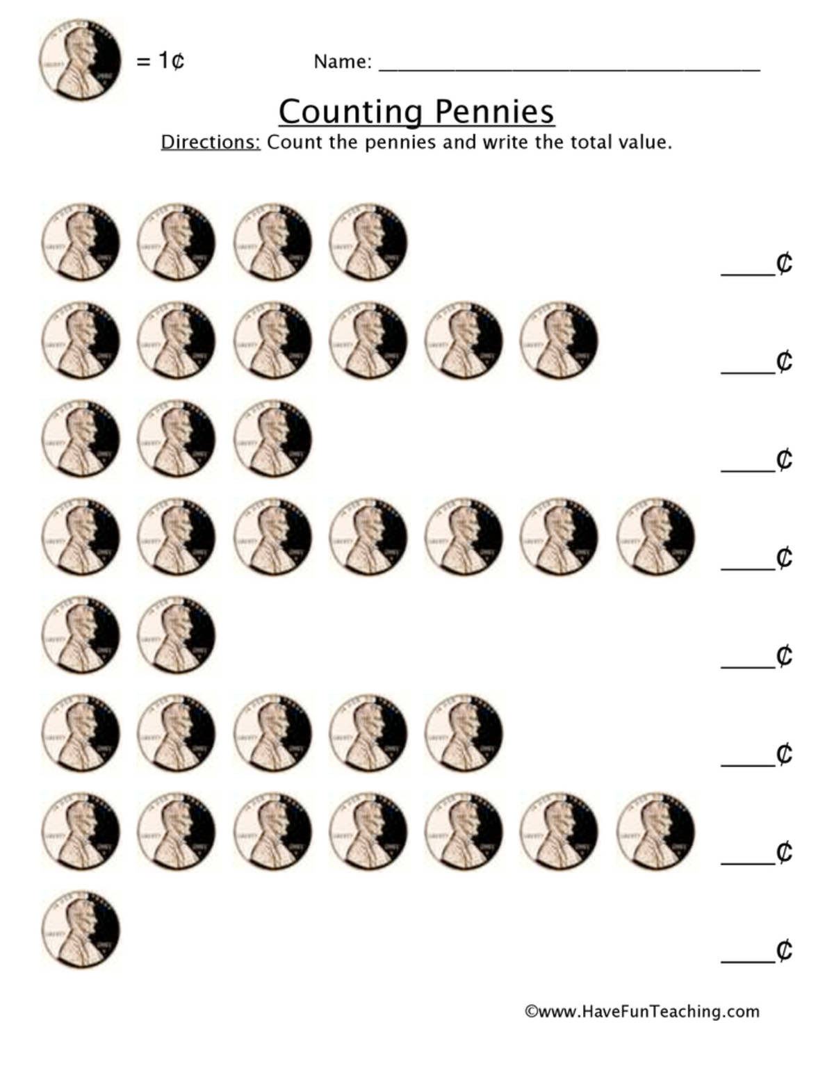 An educational teaching resource from Have Fun Teaching entitled Counting Money Worksheets downloadable at Teach Simple.