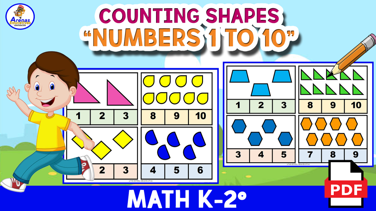 An educational teaching resource from EDITORIAL LAURA EDUCA entitled COUNTING NUMBERS 1 TO 10 - Counting Shapes downloadable at Teach Simple.