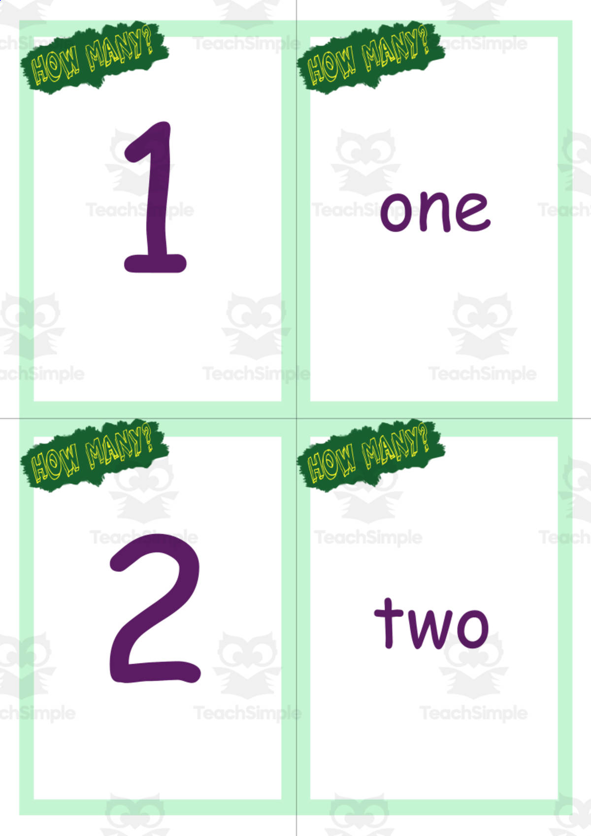 An educational teaching resource from Nathan  entitled Counting + Numbers Game Card Set downloadable at Teach Simple.