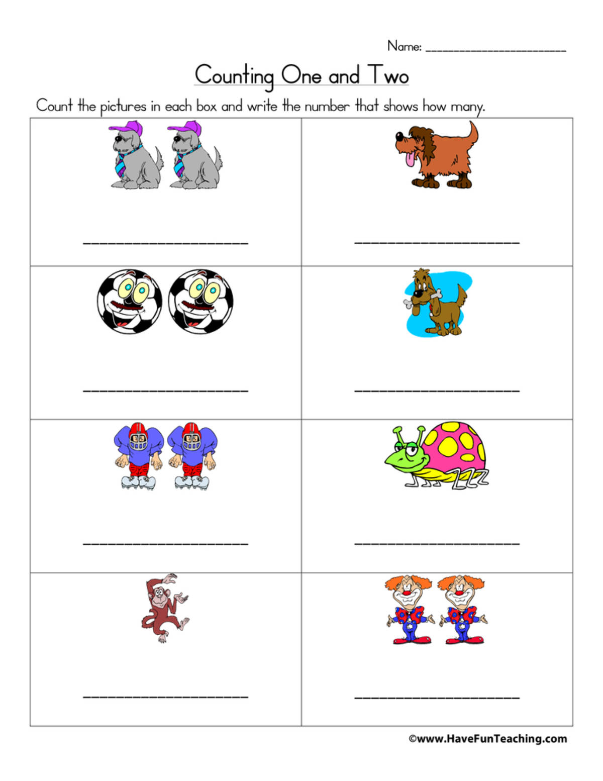 An educational teaching resource from Have Fun Teaching entitled Counting Pictures Worksheets downloadable at Teach Simple.