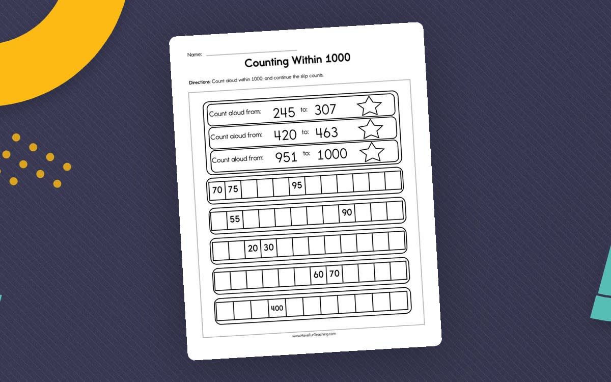 An educational teaching resource from Have Fun Teaching entitled Counting within 1000 Worksheet downloadable at Teach Simple.