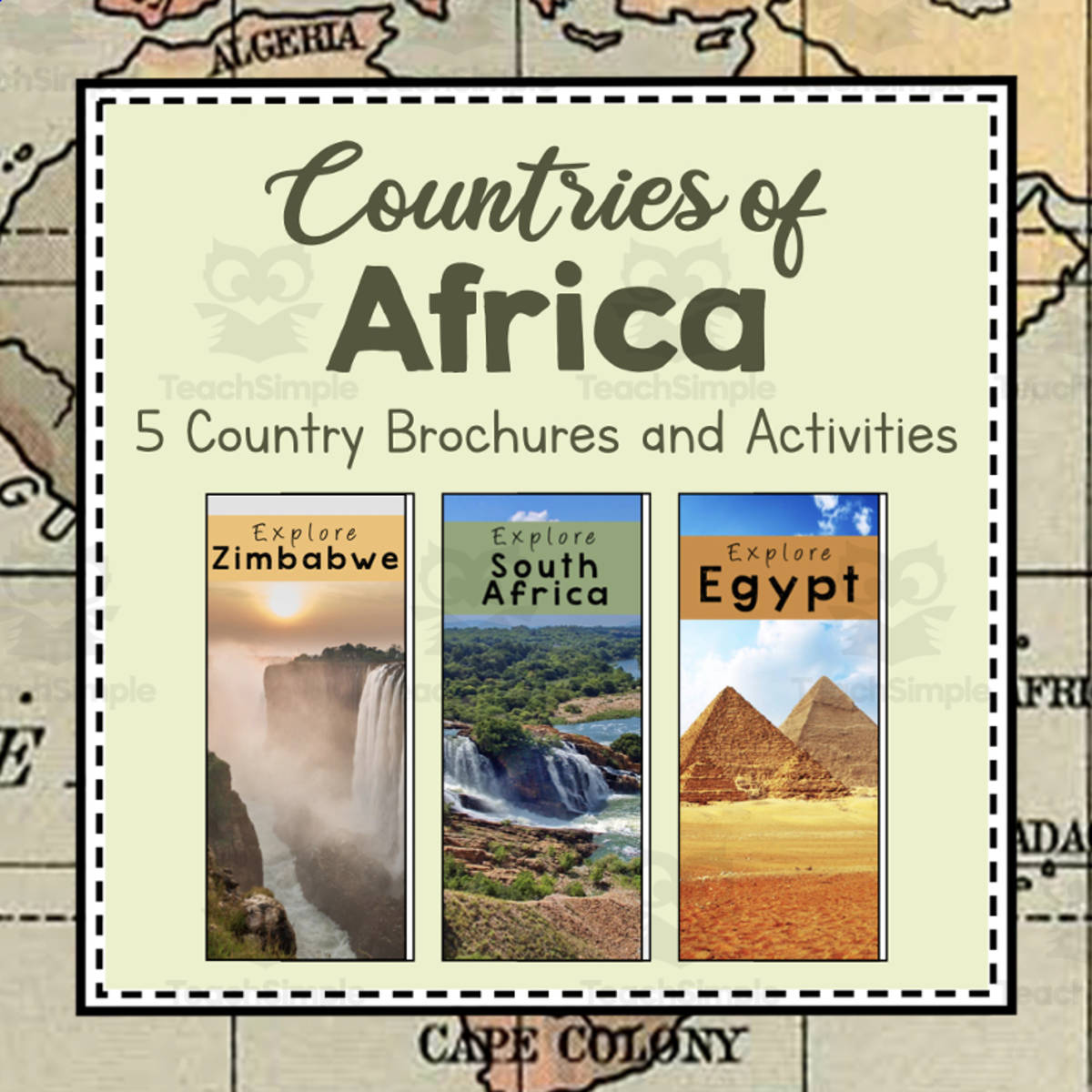 An educational teaching resource from Simply Schoolgirl entitled Countries of Africa | Continent of Africa Unit Study | Geography Bundle downloadable at Teach Simple.