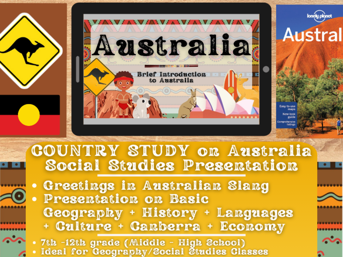 An educational teaching resource from Learning with Alan entitled Country Study on Australia Presentation - Geography and Social Studies downloadable at Teach Simple.
