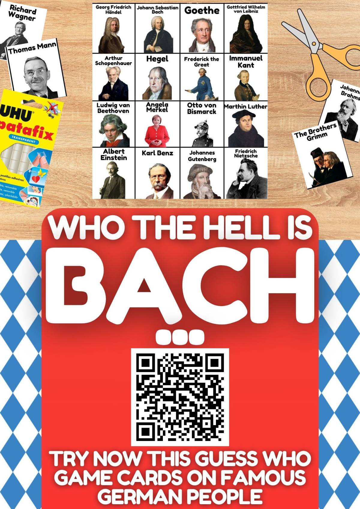 An educational teaching resource from Learning with Alan entitled Germany Country Study – Famous Germans Guess Who downloadable at Teach Simple.
