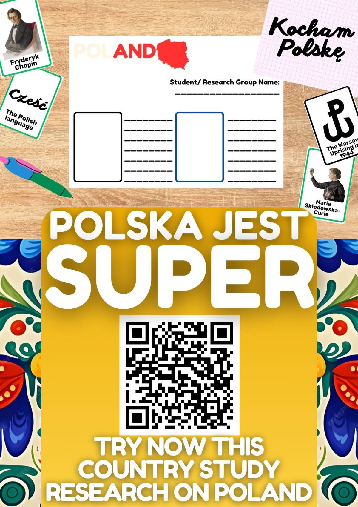 An educational teaching resource from Learning with Alan entitled Country Study on Poland - Research Project - Worksheet + Cards downloadable at Teach Simple.