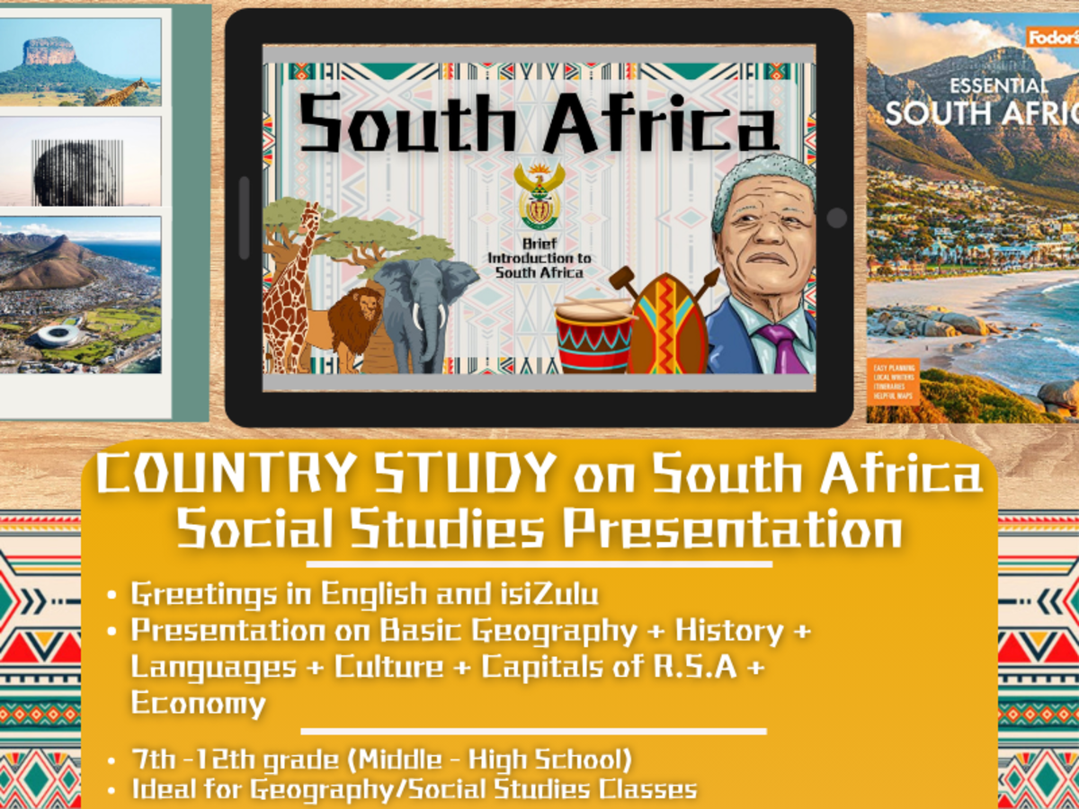 An educational teaching resource from Learning with Alan entitled Country Study on South Africa - Presentation downloadable at Teach Simple.