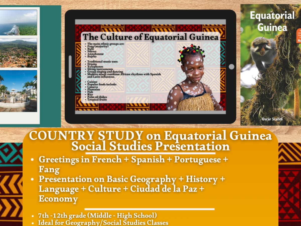 An educational teaching resource from Learning with Alan entitled Country Study Presentation - Equatorial Guinea - Geography - Africa downloadable at Teach Simple.