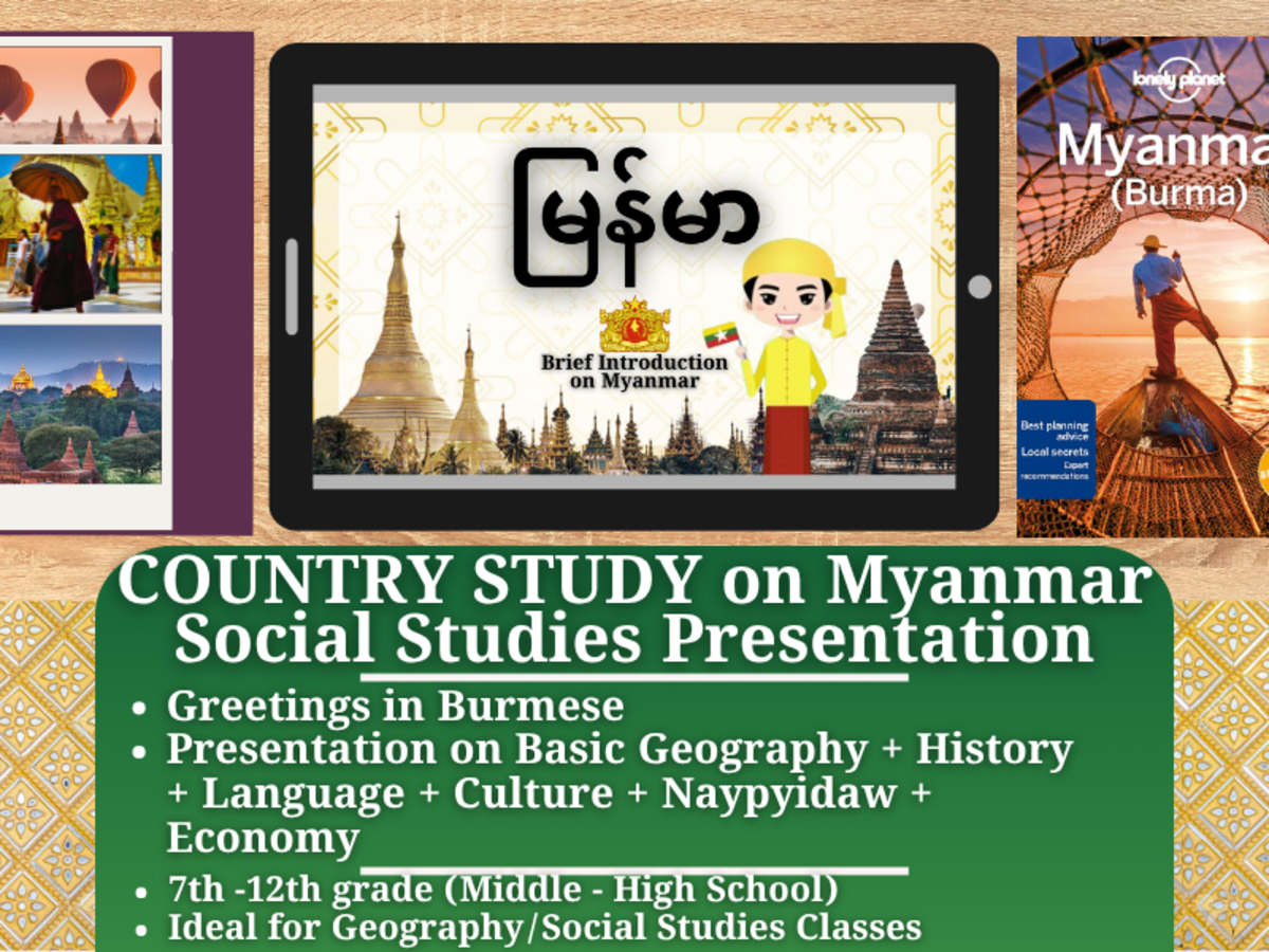 An educational teaching resource from Learning with Alan entitled Country Study Presentation - Myanmar - Geography - Southeast Asia downloadable at Teach Simple.
