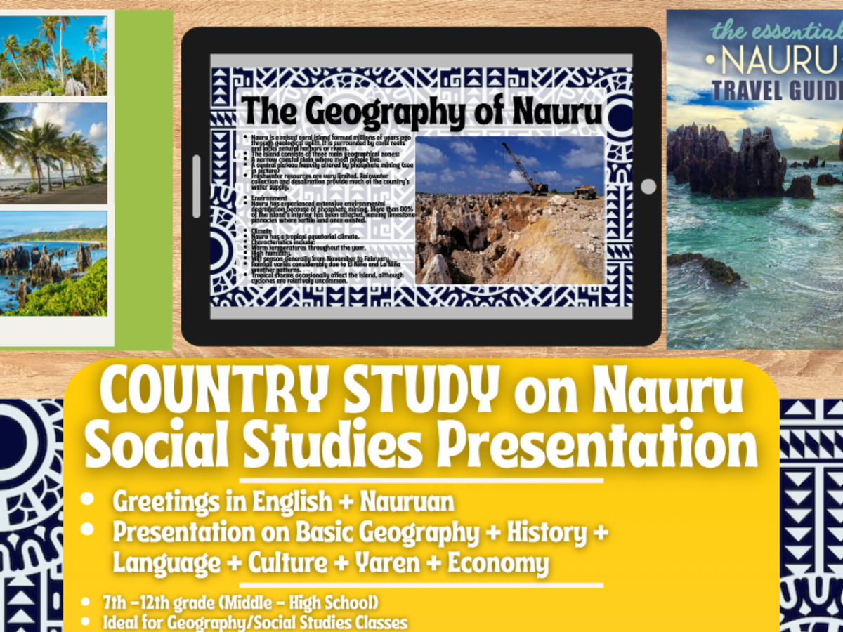 An educational teaching resource from Learning with Alan entitled Country Study Presentation - Nauru - Geography - Oceania downloadable at Teach Simple.